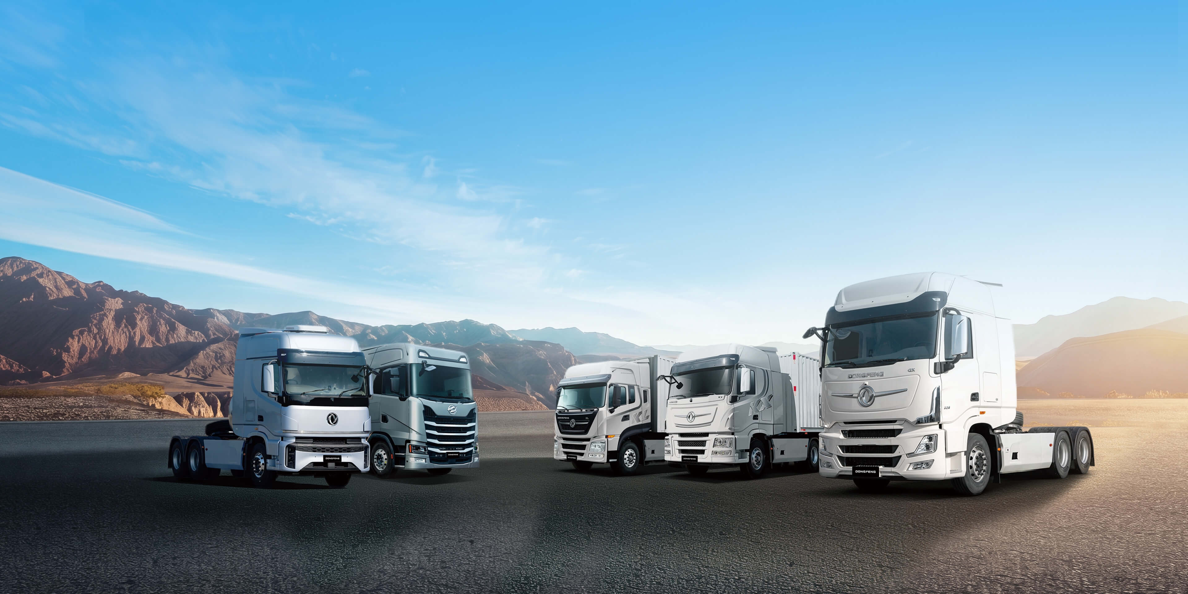 Dongfeng heavy-duty truck lineup on the road